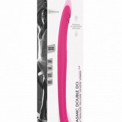 Flexible pink thrusting double dildo with dual-function ends by Dorcel