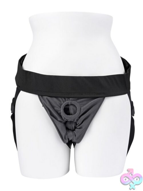 Double Rider Strap-On Harness With Vibrating Ring – Black - Image 2