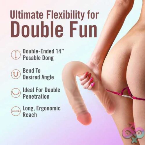 Dr. Skin Plus - 14 Posable Double Dong - Beige - Image 4