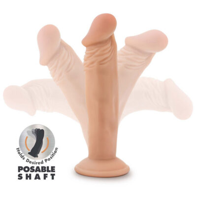 Dr Skin Plus 6 Inch Posable Dildo by Blush — realistic brown TPE dildo with suction cup base