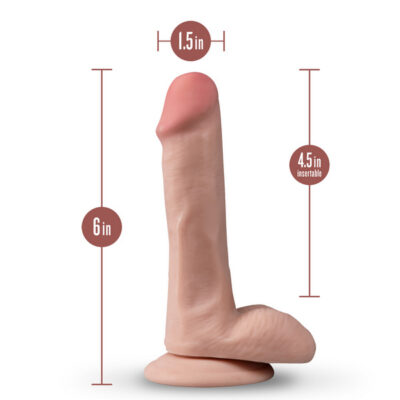 Dr Skin Plus 6 Inch Posable Dildo With Balls by Blush — realistic TPE dildo with suction cup base