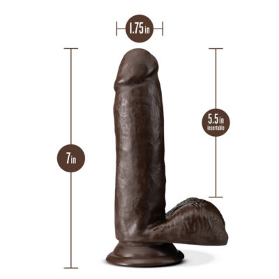 dr skin plus 7 inch posable dildo with balls chocolate by Blush — realistic bendable dildo with suction cup base