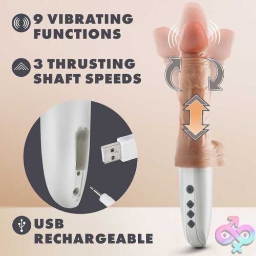 Dr. Skin Silicone - Dr. Hammer - 7 Inch Thrusting Dildo With Handle - Beige - Image 8