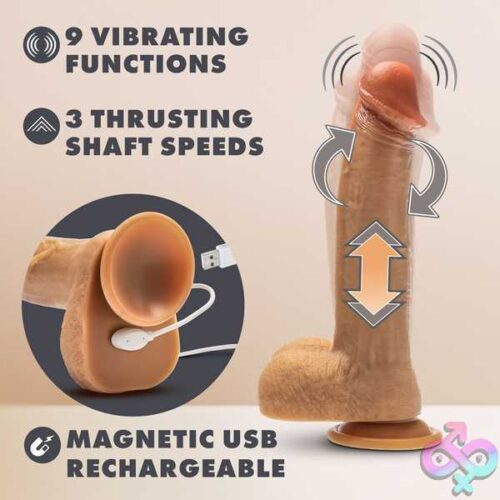 Dr. Skin Silicone - Dr. Phillips - 8.5 Inch Thrusting Dildo - Tan - Image 8