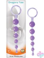 Dragonz Tale flexible anal beads in blue and purple on a neutral background