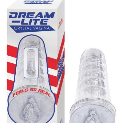 Crystal-clear textured handheld masturbator with pleasure rings and nubs by Nasstoys
