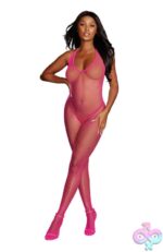 Diamond Net Bodystocking - One Size - Neon Pink - Image 2