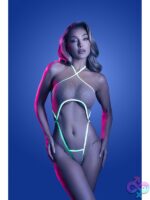 rhinestone cut-out teddy Drop Some Money by Fantasy Lingerie in gray sheer mesh with UV-reactive rhinestones