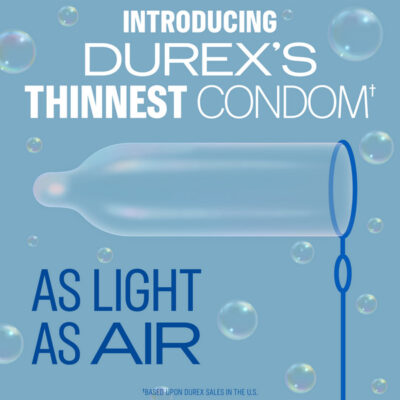 Durex Air Condom 3-Pack by Paradise Marketing — extra thin lubricated latex condoms for sensitivity