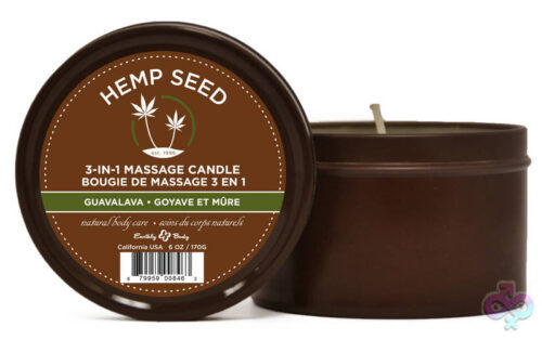 Earthly Body Sex Toys - 3 in 1 Guavalava Suntouched Candle With Hemp 6.8 Oz - Hemp Seed