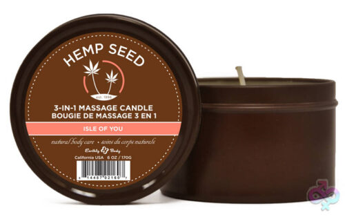 Earthly Body Sex Toys - 3 in 1 Isle of You Candle With Hemp - 6 Oz.