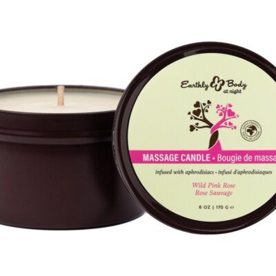 Wild Pink Rose aphrodisiac candle white 6 oz vessel by Earthly Body