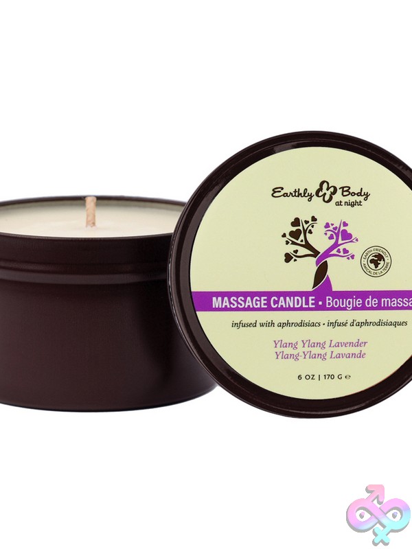 Discreet-Toys-Earthly-Body-At-Night-Candle-Aphrodisiac-Collection-Ylang-Ylang-Lavender-6-Oz-Nu-Eb-Hsbnac034 White 6 Oz Ylang Ylang Lavender Aphrodisiac Candle By Earthly Body