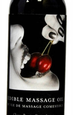 Cherry Edible Massage Oil 2 oz by Earthly Body — hemp seed blend, professional glide, cherry flavor