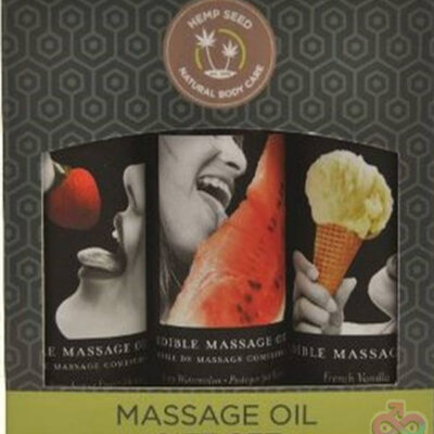 Edible Massage Oil Gift Set Box Banana Mango Pineapple by Earthly Body 2 oz bottles