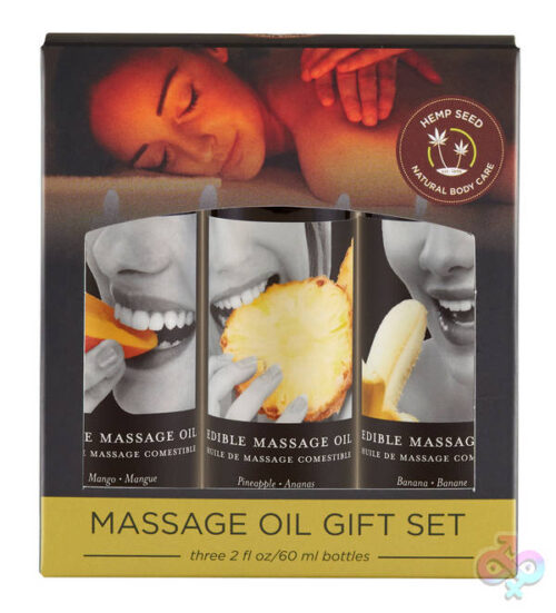 Earthly Body Sex Toys - Edible Massage Oil Gift Set Box Three 2 Oz Bottles