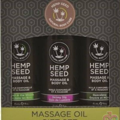 Massage Oil Gift Set Hemp Seed 3 Pack 2 Fl Oz Bottles by Earthly Body