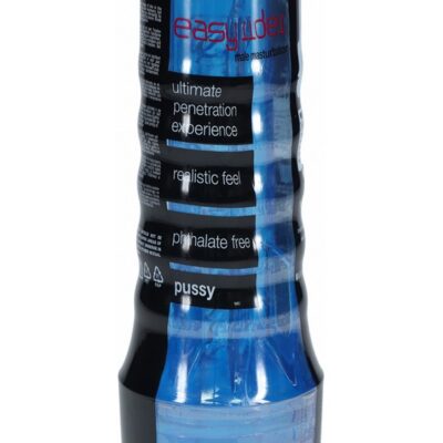 Clear flashlight-style masturbator case in blue by Shots Toys