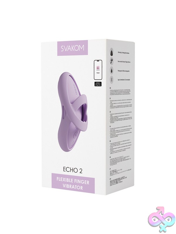 Discreet-Toys-Echo-2-Pink-Lilac-Nu-Svk-Sc511B-Pl Pink Lilac Curved Flexible Finger Vibrator With Textured Sleeve By Svakom