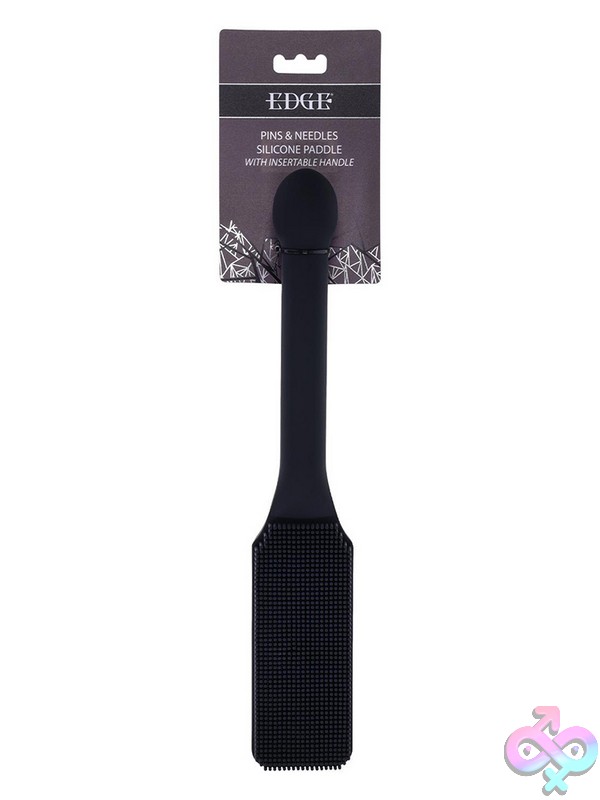 Discreet-Toys-Edge-Pins-Needles-Silicone-Paddle-Nu-Ss980-55 Black Pins And Needles Textured Silicone Paddle With Metal-Reinforced Handle By Sportsheets