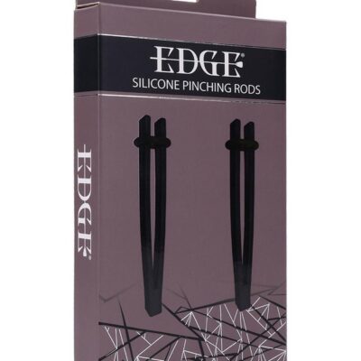 Black body-safe silicone pinching rods with adjustable tension rings by Sportsheets