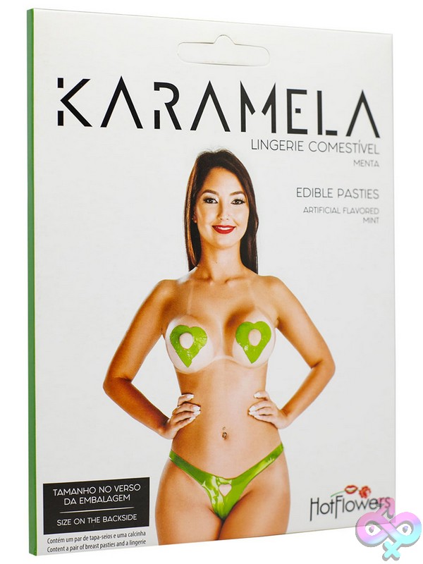 Discreet-Toys-Edible-Lingerie-Karamela-Mint-O-S-Nu-Hz635 Green Mint-Flavored Edible Pasties By Hot Flowers