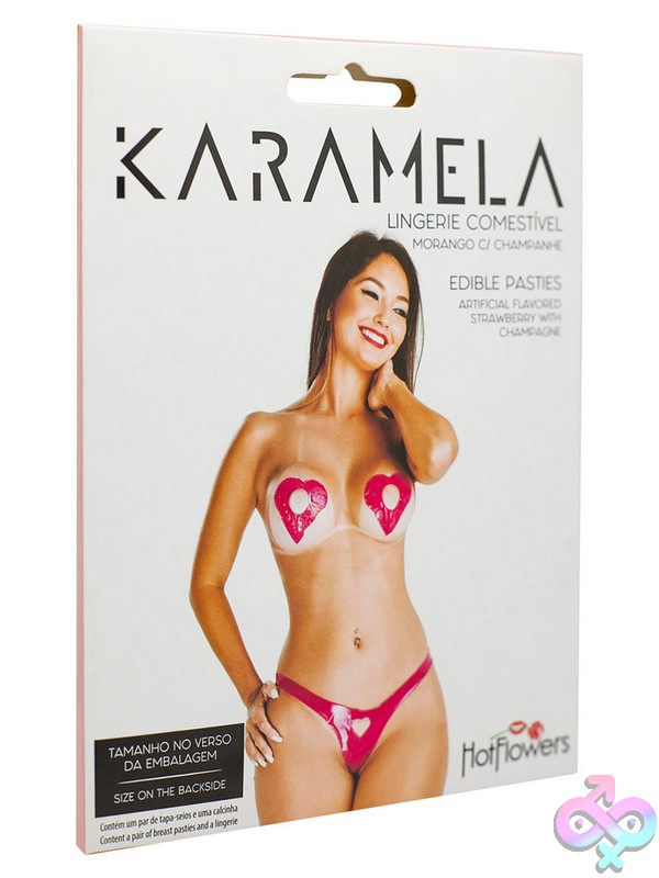 Discreet-Toys-Edible-Lingerie-Karamela-Strawberry-Mix-O-S-Nu-Hz636 Pink Edible Pasties In Strawberry Flavor By Hot Flowers