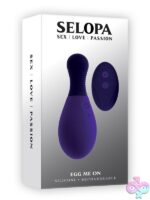 Purple remote control vibrating egg with textured retrieval handle by Selopa