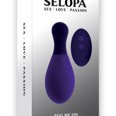 Purple remote control vibrating egg with textured retrieval handle by Selopa