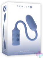 Egg-streme flexible vibrating egg on a stick in blue by Gender X