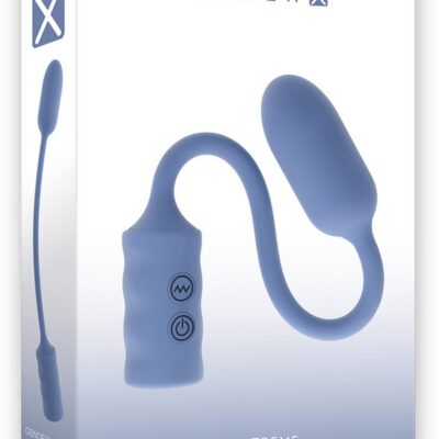 Egg-streme flexible vibrating egg on a stick in blue by Gender X