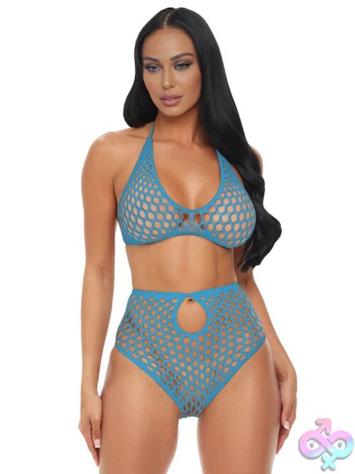 Blue Dream Fishnet Halter &Amp; High-Waist Panty Set - Image 2