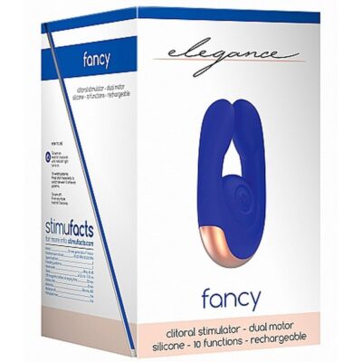 Elegance dual motor clitoral stimulator in fancy blue medical-grade silicone by Shots Toys