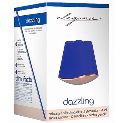Elegance rotating and vibrating clitoral stimulator in blue and red on a clean background