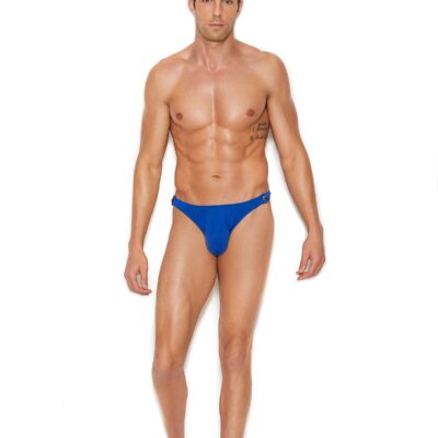Snap closure thong for men in blue polyester by Elegant Moments