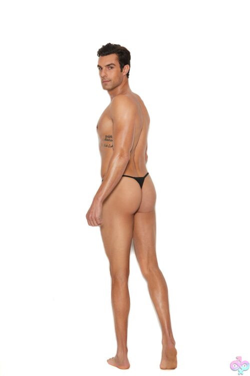 Men'S G-String Pouch With T-Back - Black, Back View