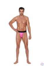 Nylon men's thong with elastic waistband in pink by Elegant Moments