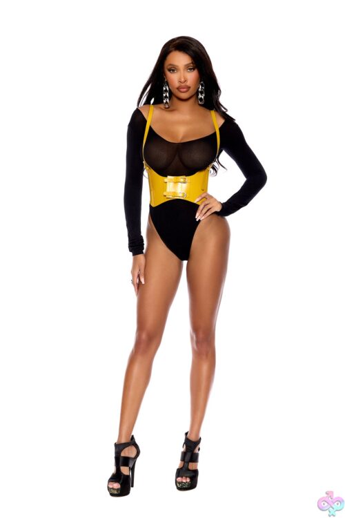 Leather Harness With Adjustable Buckle Straps - Elegant Moments, Front View, Yellow 1436, Front View, Black