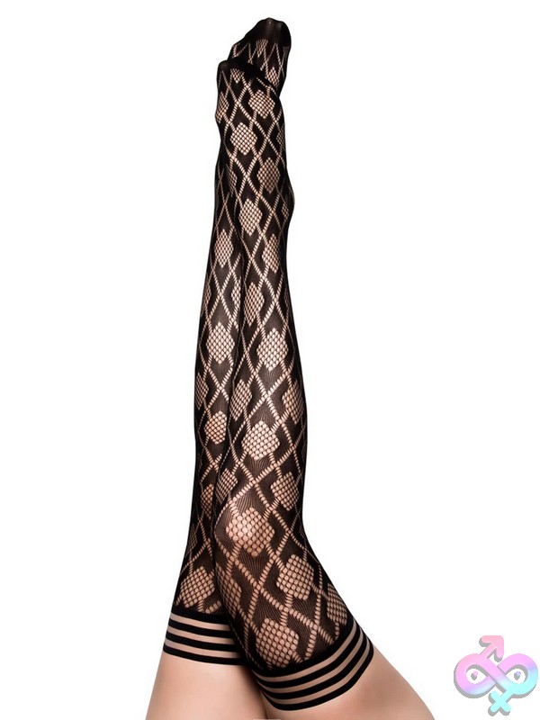 Discreet-Toys-Elle-Black-Diamond-Fishnet-Size-B-Nu-Kx-1316B Brown Diamond Fishnet Thigh-High Stockings With Stay-Up Band By Kixies