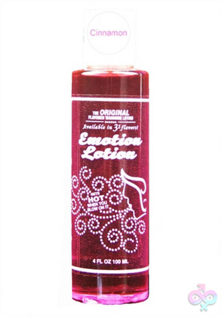 Emotion Lotion Cinnamon warming flavored lubricant 4 fl oz red bottle by Emotion Lotion