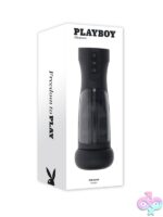 End Game warming automatic stroker in black with UV sanitizing stand by Playboy Pleasure