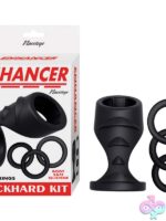 4-in-1 ribbed sleeve and silicone cock ring set in black by Nasstoys