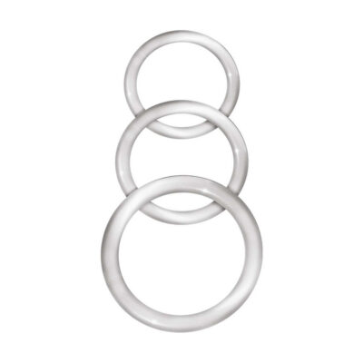 Enhancer Silicone Cockrings Clear 3-Ring Set by Nasstoys — graduated sizes for couples