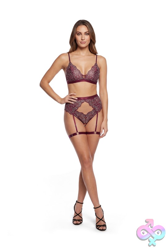 Discreet-Toys-Escante-Glitter-3Pc-Set-Bordeaux-Es-75303 Glitter 3Pc Set By Escante — Sparkling 3-Piece Lingerie Glitter Set