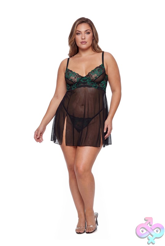 Discreet-Toys-Escante-Queen-Baby-Doll-Black-Green-Es-44534X Queen Baby Doll By Escante β Flirty Babydoll Lingerie For Her Pleasure