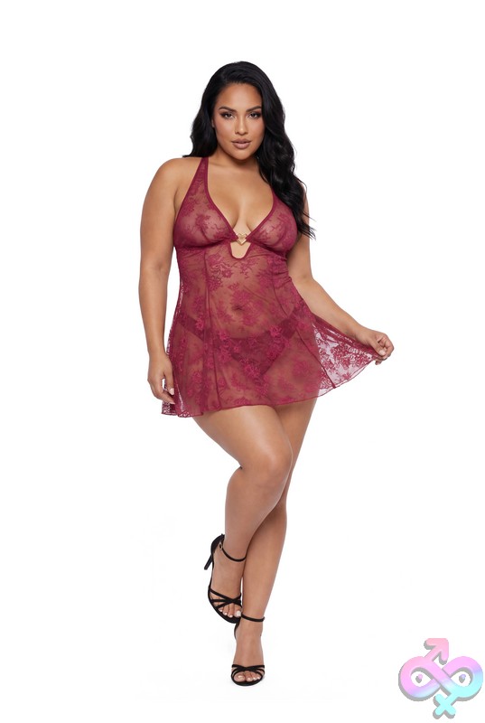 Discreet-Toys-Escante-Queen-Heart-Baby-Doll-Wine-Fs-Es-44544X Queen Heart Baby Doll By Escante β Flirty Babydoll Lingerie From Discreet Toys
