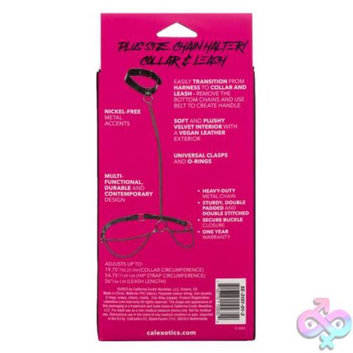 Euphoria Collection Plus Size Chain Halter/Collar And Leash - Black - Image 2