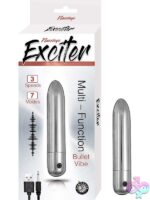 Exciter Multi Function rechargeable bullet vibrator in silver silicone and ABS by Nasstoys