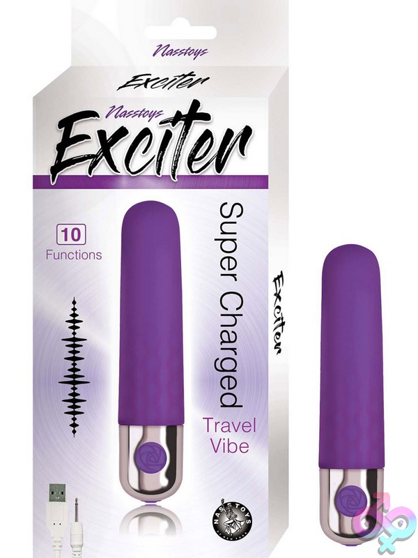 Discreet-Toys-Exciter-Travel-Vibe-Purple-Nu-Nw3032-2 Compact Purple Travel Bullet Vibrator With Silicone Body And 10 Functions By Nasstoys