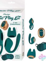 Green silicone couples vibrator kit with attachments and blindfold by Nasstoys